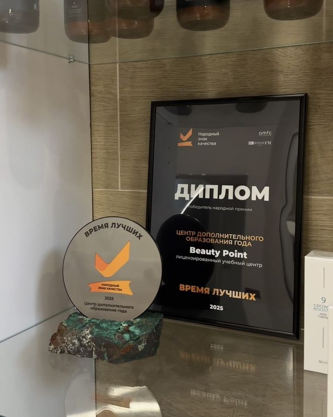 Диплом и статуэтка премии в учебном центре